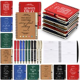 Spakon 20 Set Christmas Christian Gifts for Women Bulk With Church Sticky Note Spiral Notebook Bible Ballpoint Pen Prayer Journal Religious Party Favor Scripture Notepad Sunday School Teacher