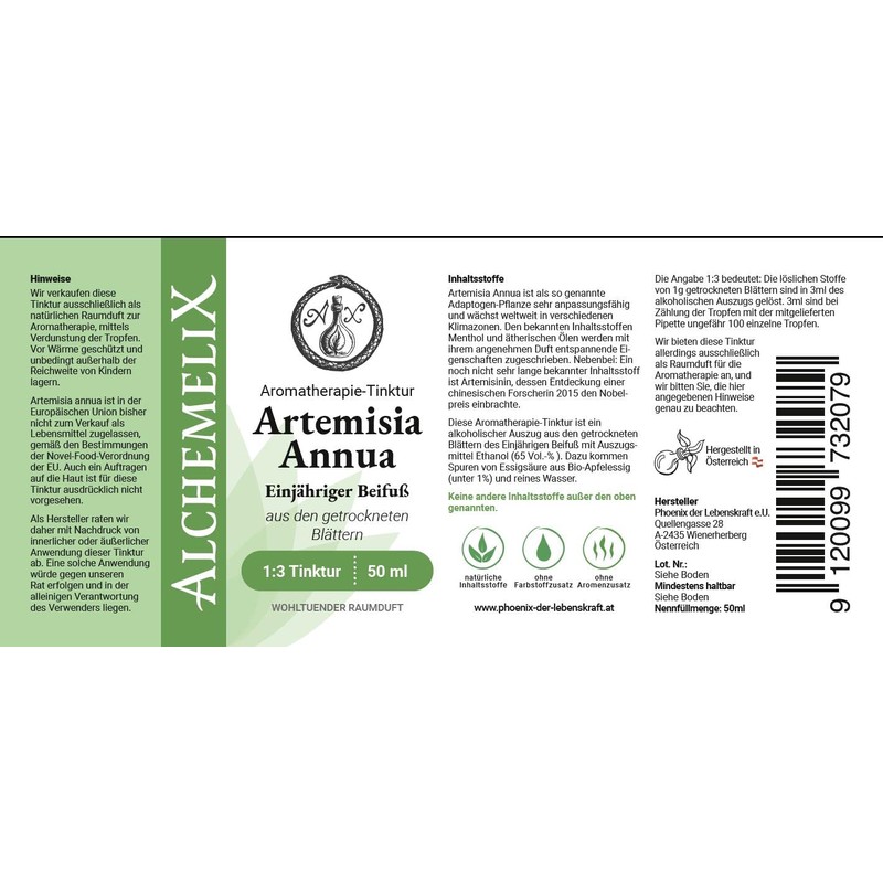 Aromatherapy Tincture "Artemisia" (Annual Mugwort) Soothing Room Fragrance from Dried