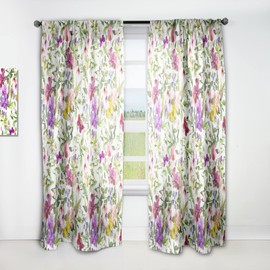 DesignQ Blackout Curtains 'Purple Blossoming Orchids and Yellow Butterflies' Curtains for Bedroom, Curtains for Living Room, Curtains & Drapes - Thermal Insulated -Single Panel -52x90