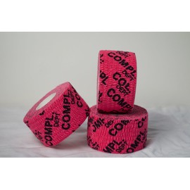 COMPL.DEPT. Premium Athletic Lifting Thumb Tape - Weightlifting, Cross Training, Powerlifting - Hand Protection Hook Grip - Sweat Proof, Breatheable, Stretch Cotton 1.5" (Pink)