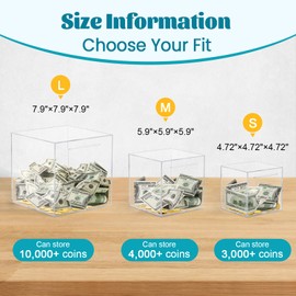 Imeepa Clear Piggy Bank for Adults & Kids - Acrylic Money Savings Box for Cash & Coin, Must Break to Open, Unopenable Piggy Bank for Boys Girls(Clear, 7.9'')