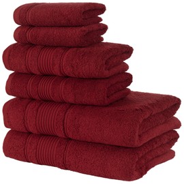 Qute Home Spa & Hotel Towels 6 Piece Towel Set, 2 Bath Towels, 2 Hand Towels, and 2 Washcloths - Burgundy