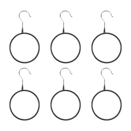 Laroal 6 Pcs Belt Hanger Tie Hanger Belt Scarf Hangers For Closet Nonslip Metal Tie Rings Holder For Neckties Shawls Scarves Pashminas Black