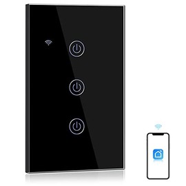 WiFi Interruptor de Pared, Apagadores Inteligente Interruptor 2.4GHz WiFi Interruptor Funciona con Alexa Google Home y IFTTT, Control Remoto, APP Smart Life/Tuya, Requiere Línea Neutra