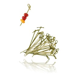 Pack of 200, 4.7” Bamboo Cocktail Picks, Natural Knot Skewers for Stylish Apizers & Drinks, for Charcuterie Boards, Fruit Skewers, Cocktail Garnishes, Party and Event Supplies