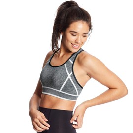 C9 Champion Women's Fashion Seamless Racerback Bra, Ebony Heather/White, M
