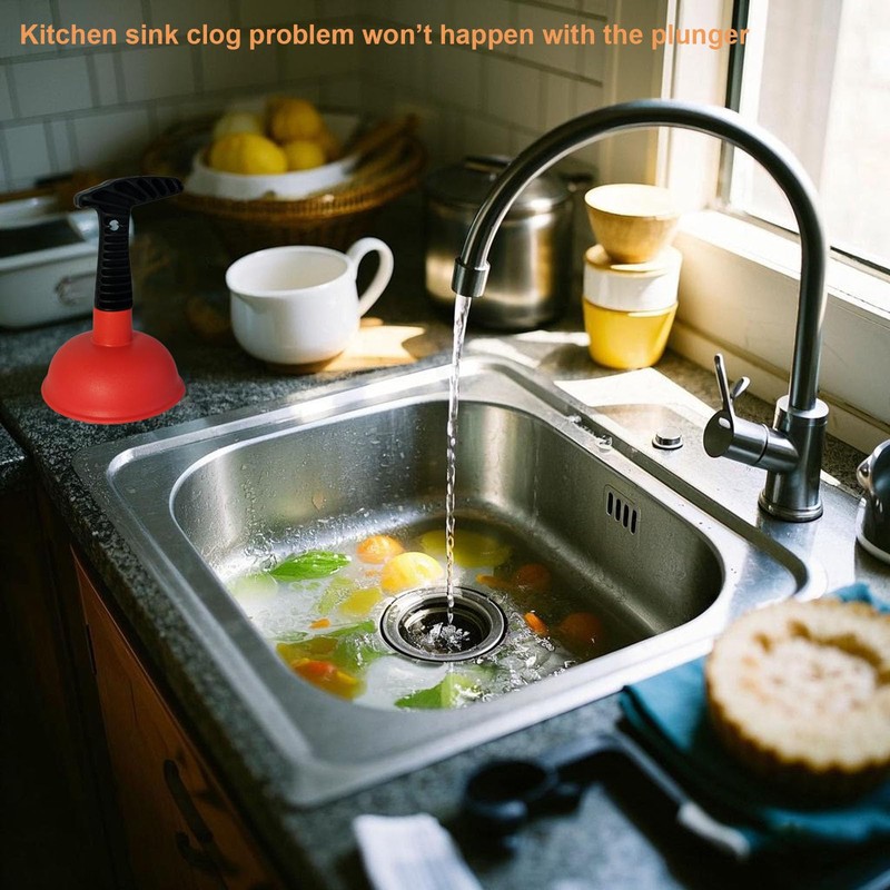Mini Sink & Drain Plunger with Short Handle - Heavy-Duty