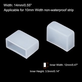 PATIKIL Silicone End Cap Plug Cover, 60 Pack IP67 Waterproof Fit 3528/2835/3014 10mm Wide LED Tube Strip, Clear