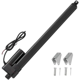 JQDML 18 Inch Stroke Linear Actuator 12V 440 lbs Heavy Duty IP65 Waterproof | 0.31 in/s Speed, Max Load 2000N, Low Noise, with Mounting Brackets, for Solar Tracker, RV, Window Opener, Home Automation