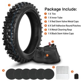 GREHUA 3.00-12 80/100-12 Dirt Bike Tire Inner Tube 12 Inch Rear for SSR 90cc 110cc 125cc PW80 CRF70 CRF110 XR70 KLX110 KX65 TTR90 TTR110 JR80 Baja DR70 Coolster QG-214 Off Road Motocross Heavy Duty