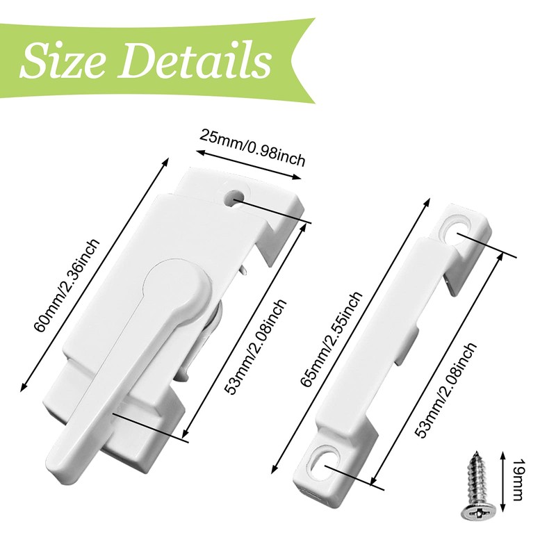 UFURMATE Window Sash Lock, 2Pcs Zinc Alloy Sliding Window Locks