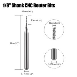 10 Pack Carbide End Milling Engraving Bits, 1/8 inch Shank CNC Bit Set for PCB SCM Circuit Board Plastic Fiber Wood Rotary Drilling Tool Accessory, 0.8x5.5mm