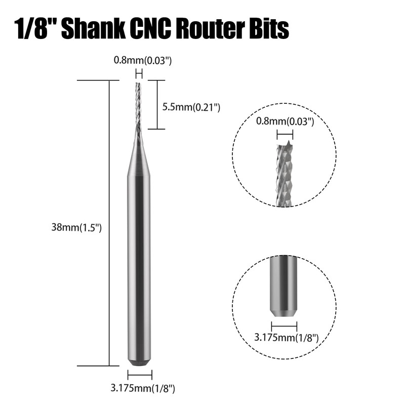 10 Pack Carbide End Milling Engraving Bits, 1/8 inch Shank