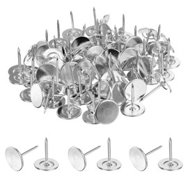 sourcing map Upholstery Tacks for Furniture, 3/8 Inch (9.5 x 10 Mm) Metal Round Black Thumb Tacks for Wall Decorative Upholstery Nails DIY Project Home Decor (Silver, Pack of 80)