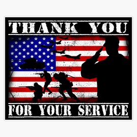 HOF Trading Thank You for Your Service Veterans Day 4Th of July Vinyl Sticker Waterproof Decal Laptop Wall Window Bumper Sticker 5"