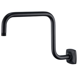 SWHYGER 13 Inch S Shape Shower Extension Arm with Flange, Solid Stainless Steel Heavy Duty High Rise Shower Pipe Replacement, Matte Black,SW-90158-13MB.