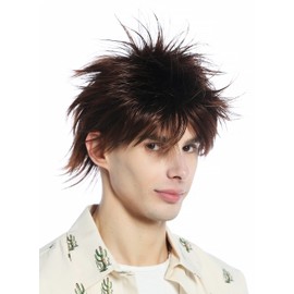 WIG ME UP - M-261-6T30 wig for men and women, short toped wild strands, 80s retro chestnut brown mix