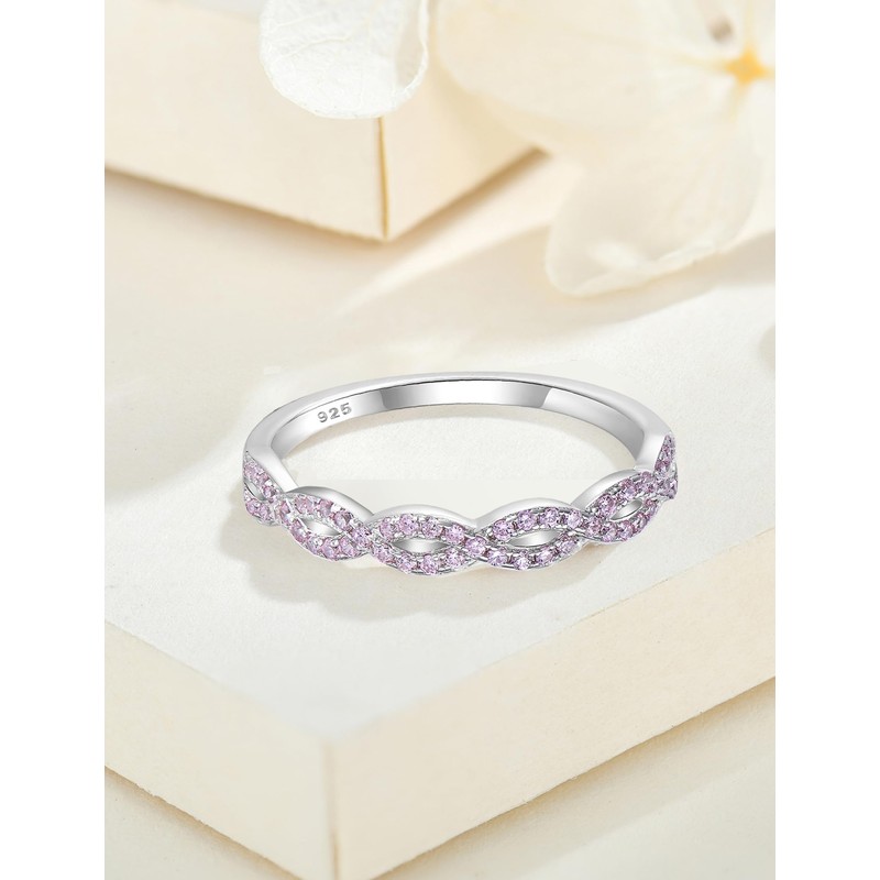 JIWOY Twisted Stackable Ring 925 Sterling Silver Infinity Ring Round