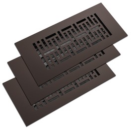 Reggio Register 4X10 (3-Pack) Low-Profile Steel Floor Vent Covers - Oil Rubbed Bronze Color, Woven Pattern - Premium Floor Register with a Rust-Proof Louver | Kit3-WV612SRBNH