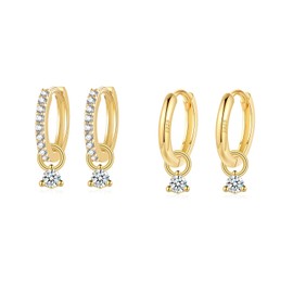 Hoop Earrings Silver 925, Hoop Earrings Silver Gold for Women Men Girls Small Hoop Earrings with Pendant Petite Cartilage Tragus Helix Sleeping Earrings (10 mm), Metal Alloy Steel