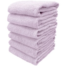 8 Year Towel, Hand Towel, 13.4 x 13.8 inches (34 x 35 cm), 100% Cotton, Thin, Quick Drying, Highly Absorbent, Durable, No Bulk, Lilac, Set of 6