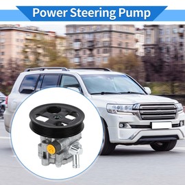 VekAuto Power Steering Pump Compatible for Toyota Land Cruiser 4.7L V8 2003-2007 for Lexus LX 470 2003 2005-2007, Consistent Aluminum Alloy Silver Tone No.215402/4431060390 with Pulley