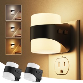 L LOHAS LED Night Lights Plug into Wall with 3CCT Adjustable (3000K/4000K/5000K), 3 Level Dimmable Night Light, 1W Low Power Nightlight with Auto On/Off Sensor, 2 Pack