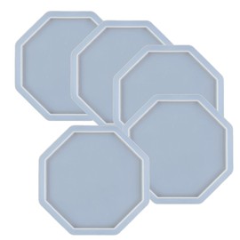 5Pcs Octagon Shape Epoxy Mold DIY Resin Casting Octagon Base Coaster Silicone Mold, Size 3.5 inch