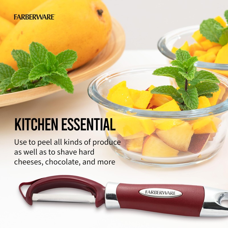Farberware Pro2 Euro Vegetable Peeler with Ergonomic Handle, Razor-Sharp Stainless