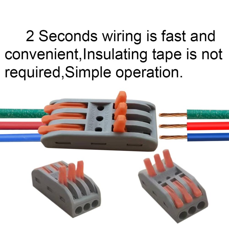 HENGXIA 15Pcs Wire Connectors 3 Conductor Compact Splicing, 3 Circuit