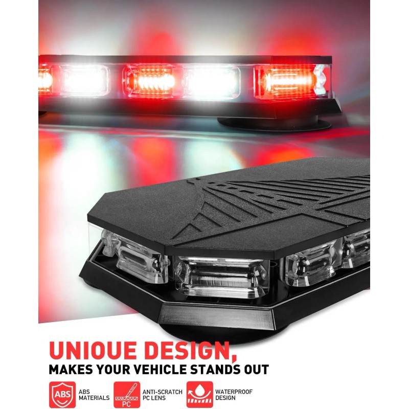 406D Rooftop Emergency Strobe Light Bar 102 LED Red White