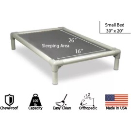 Kuranda Indoor/Outdoor Dog Crate Bed - Almond Frame - 40 oz Vinyl - Grey - Small 30"x20"