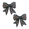 Leopard Print Bow Patch, 3” x 3", 2-Pack, Embroidered Iron-On