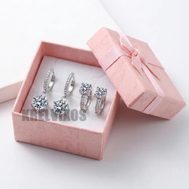 Krelvixos 2 Pare Aretes Plata 925 Joyeria Moda Mujer Arracada Aro Zirconia Con Caja Exquisita,joyeria Dama, Regalo Para Mujer Novia Día De San Valentín