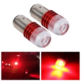VGEBY 2Pcs Universal 1157 2357 Strobe Flashing LED Projector Bulbs for Car Motor Tail Backup Light Brake Lights Turn Signal, Brilliant Red
