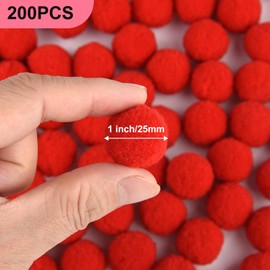 ANPUNAT 200 Pcs Craft Pom Poms 1 Inch Felt Balls for Kids DIY Art Creative Crafts Projects and Decoration(Red)