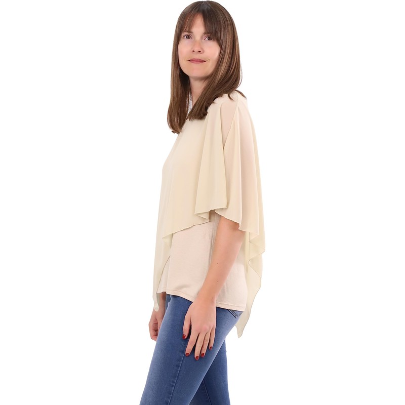 Malito Women's Chiffon Blouse - Concealing Bat Shirt - Asymmetric