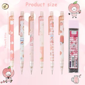 Zngou 6Pcs Cute Mechanical Pencil Set 0.5mm HB Automatic Pencil Pink Mechanical Pencil Architecture Propelling Pencil Refillable Pencil for Girls Student Art School Drawing Writing Sketching
