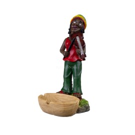 10" Medium Rasta Jamaican Man Holding Bowl Polyresin Ashtray Decoration | #5