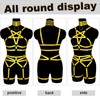 BBOHSS Women's Body Harness Pentagram Bra Set Punk Garter Leg