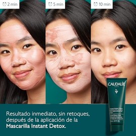 CAUDALIE Instant Detox Mascarilla de Arcilla Rosa, Limpia Poros - 75 mL | CAUDALIE Mascarilla Facial de Arcilla Rosa Instant Detox, Limpia Poros Abiertos y Reduce Grasa, Piel Mixta y Grasa, 75 mL