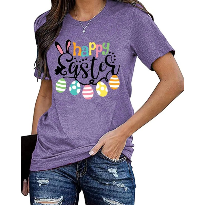Happy Easter Cute Women's Cotton Sleeveless T-Shirts with Easter Bunny