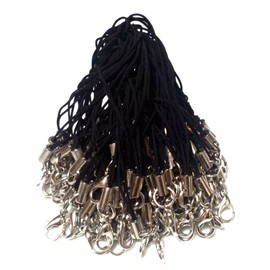 BeryKoKo ストラップ カニカン 付き 長め 5cm ヒモ 自作 アクセサリ 「 ブラック （ 黒 ） × シルバー （ 銀 ） 」 約100本 正規品/30日間保証