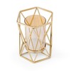 Elements 6.89x5.91x8.07 Inch Metal Gold Wire Hexagonal Candle Holder, Amber