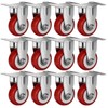 12 Pack 2" Caster Wheels On Red Polyurethane Wheels Top