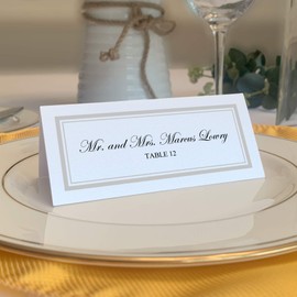 Double Line Border Place Cards, Silver (Choose Color), Set of 150, Pre-cut and Scored - Wedding, Party, Dinner, and Special Events - Made in the USA