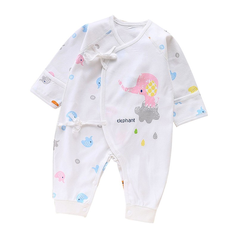 0-3Months Newborn Infant Baby Cartoon Clothes Strap Long Sleeve Cotton