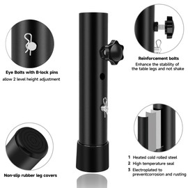 Laowu 8 PCS Folding Table Leg Extenders, 2 Levels Adjustable Height Folding Table Leg Risers, Heavy Duty Metal Desk Leg Extensions, Rise Table Height 3.6in | 5.2in