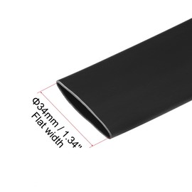 sourcing map Heat Shrink Tubing 20mm Dia 34mm Flat 4:1 Cable Sleeve for Data Cable 1.5m Black