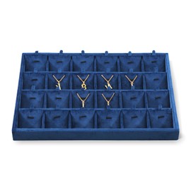 Yinbeini Necklace Display Tray, Velvet Jewelry Organizer, Premium Pendant Display,Luxury Earrings Organizer,Blue Necklace Organizer